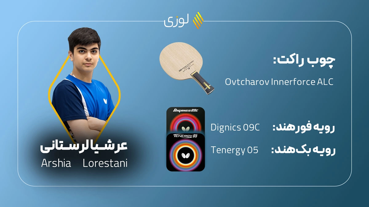 تجهیزات عرشیا لرستانی در پینگ پنگ