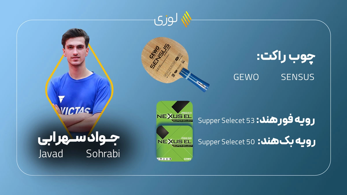 تجهیزات جواد سهرابی در پینگ پنگ
