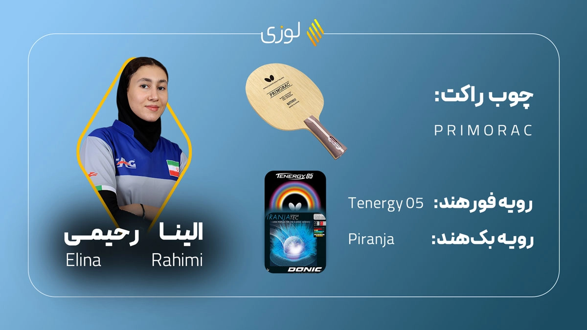 تجهیزات الینا رحیمی در پینگ پنگ